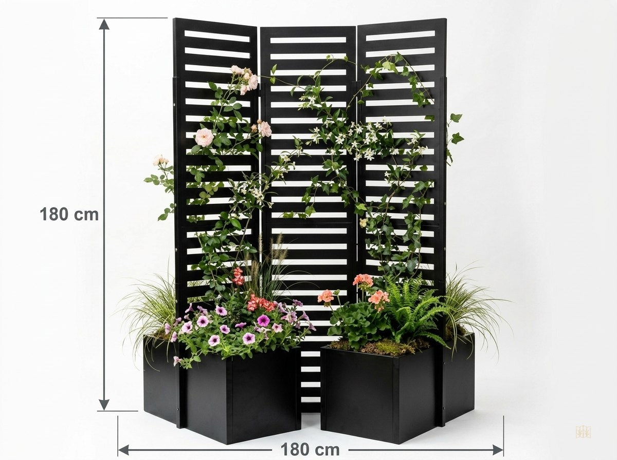 paravent exterieur 3 panneaux metal jardinieres - dimensions