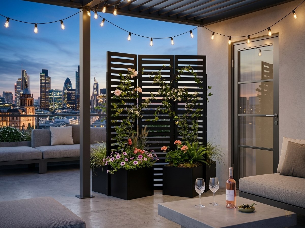 paravent exterieur 3 panneaux metal jardinieres - lifestyle2