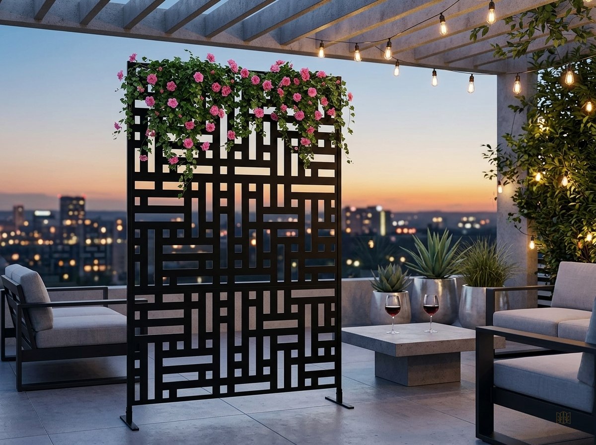 paravent exterieur metal inoxydable brise vue - lifestyle2