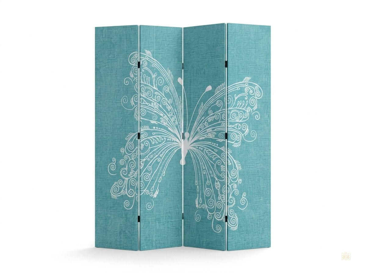 paravent imprime motif papillons - fondsblanc