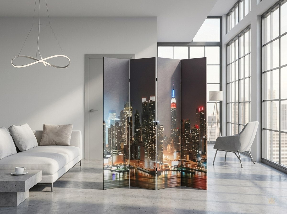 paravent imprime recto verso toile - lifestyle