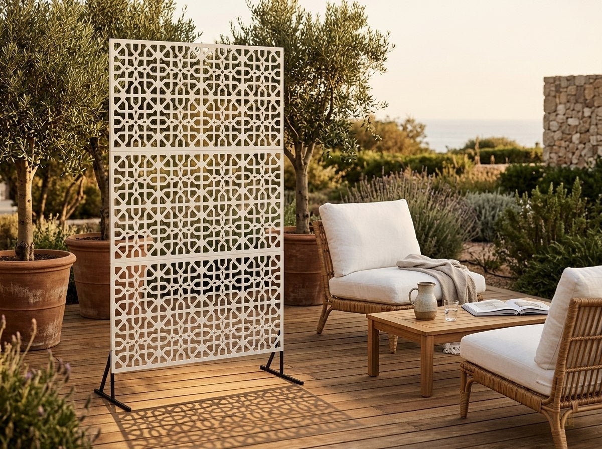 paravent metal acier gris 3 panneaux 180cm lifestyle