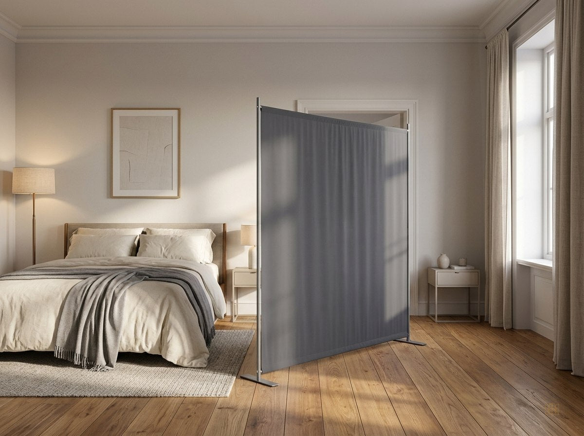 paravent tissu gris grand format 180x180 - lifestyle2